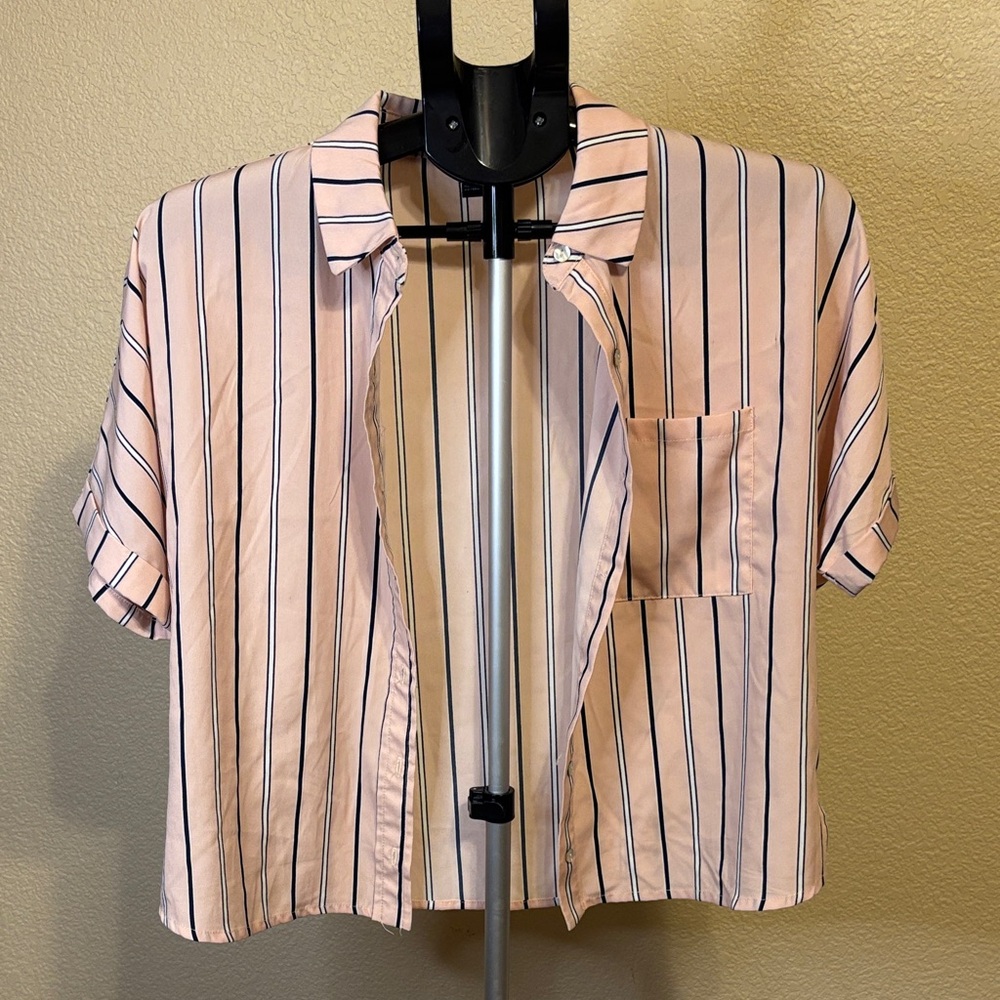Forever 21 Pink and Black Striped Shirt